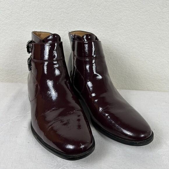Franco Sarto Womens 9 M faux Patent leather ankle boots Y2K Preppy - Picture 1 of 9